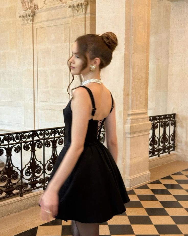 black mini wedding dress evening dress, square neck above knee Party Dress fg6356