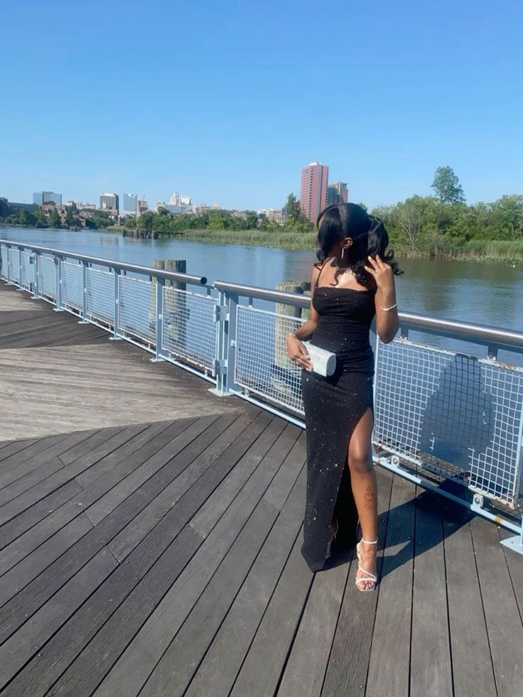 Black Shinny Prom Dress, Evening Party Dress With Slit fg6526