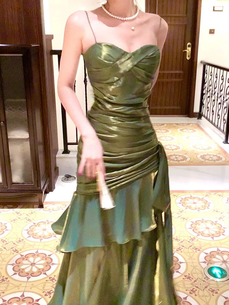 Chic Green Straps Sweetheart Long Formal Dress, Green Prom Dress Evening Dress fg6521