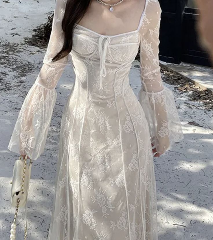 Women's A-line Lace Long Simple Dress, Sexy Elegant Vintage Evening Dress fg6057