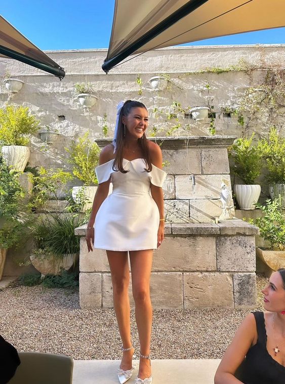 White Off The Shoulder Homecoming Dress Short Prom Party Gown fg6179