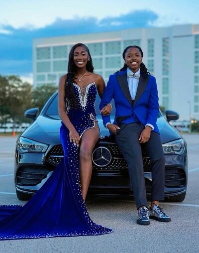 Royal Blue Mermaid Beading Crystals African Girl Prom Dresses Evening Dress fg5563