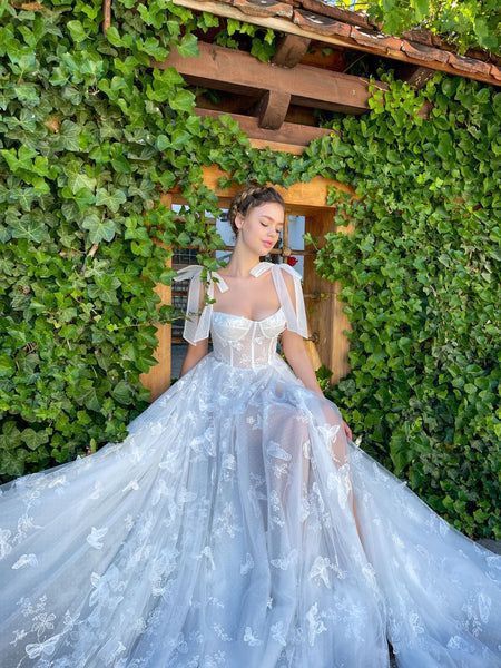 A-Line Appliques High Slit Floral Sleeveless Long Prom Formal Dress with Pockets fg5942