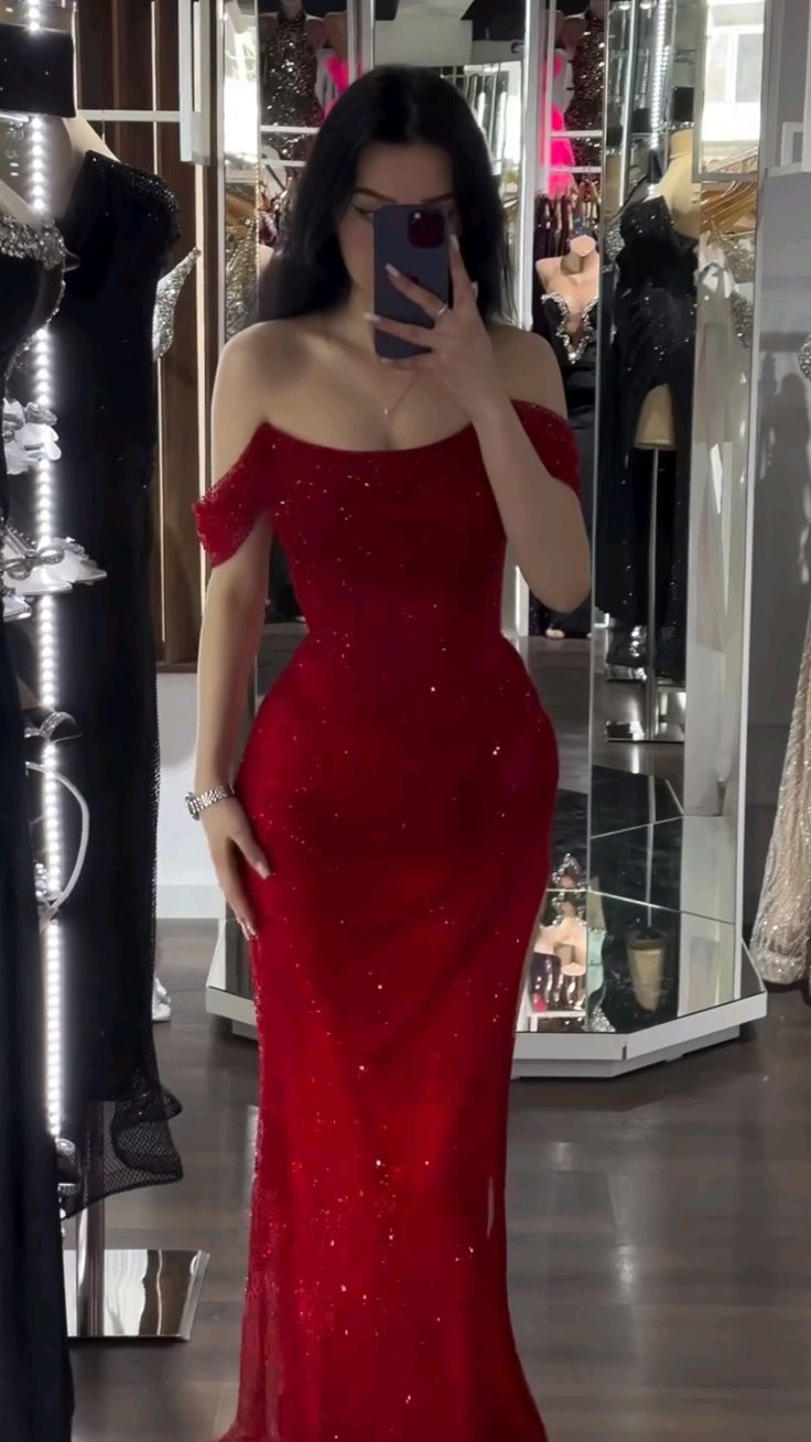 Mermaid Red Off The Shoulder Long Prom Formal Dress fg5943