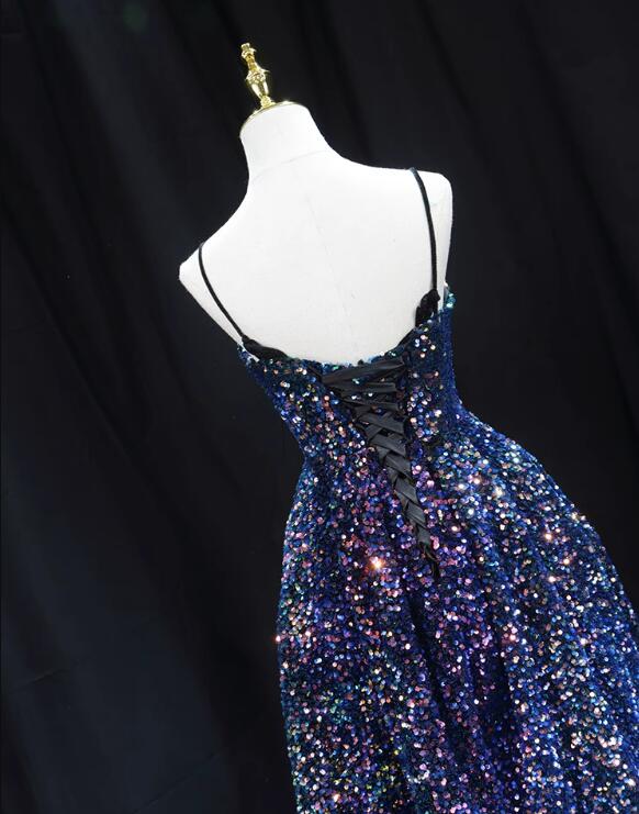 Sequins V-Neckline Short Straps Homecoming Dress, Short Sequins Prom Dress fg5924