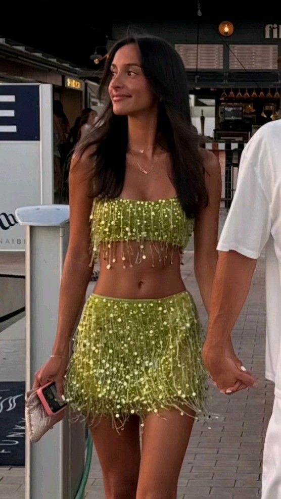 Fashion Sequin Tassel Green Two Piece Short Evening Dress Cocktail Dresses Short Party Dress fg7964