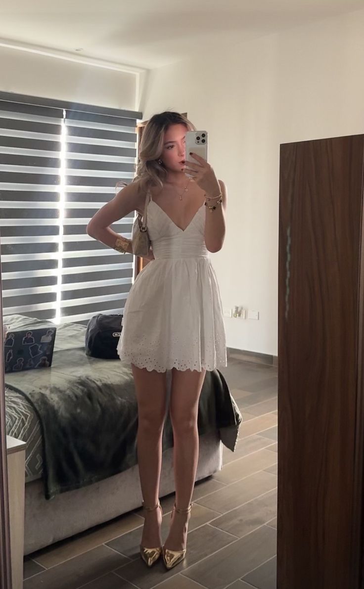 A Line White V Neck Birthday Outfit Short Evening Dress Short Party Dress Homecoming Dress fg8059