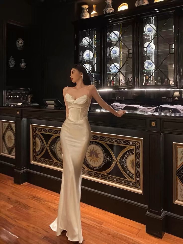 Ivory Sheath Satin Long Prom Dress Formal Party Dress fg5858