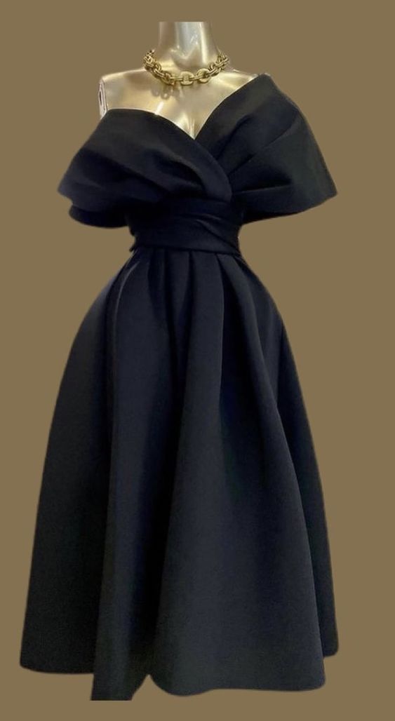 Gorgeous Cocktail Dress for Women Satin Pleated Sexy V Neck Off Shoulder Princess Prom Dresses fg6029