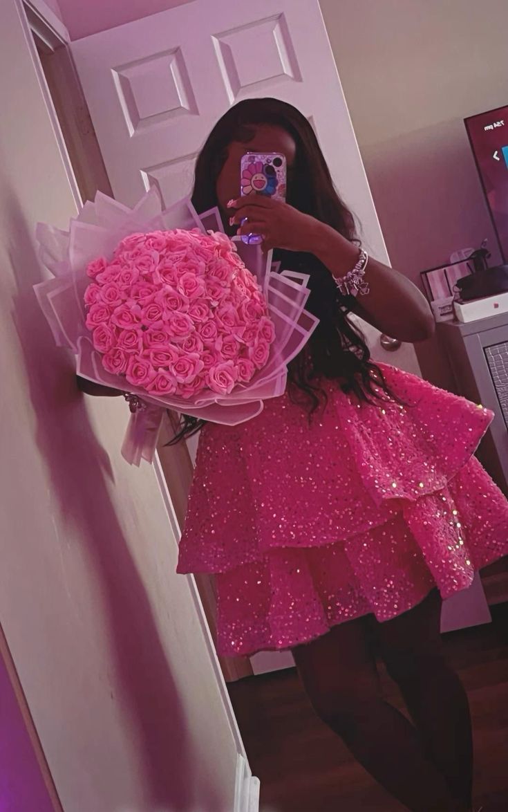 Pink V Neck Homecoming Dress Short Birthday Party Dress fg7716