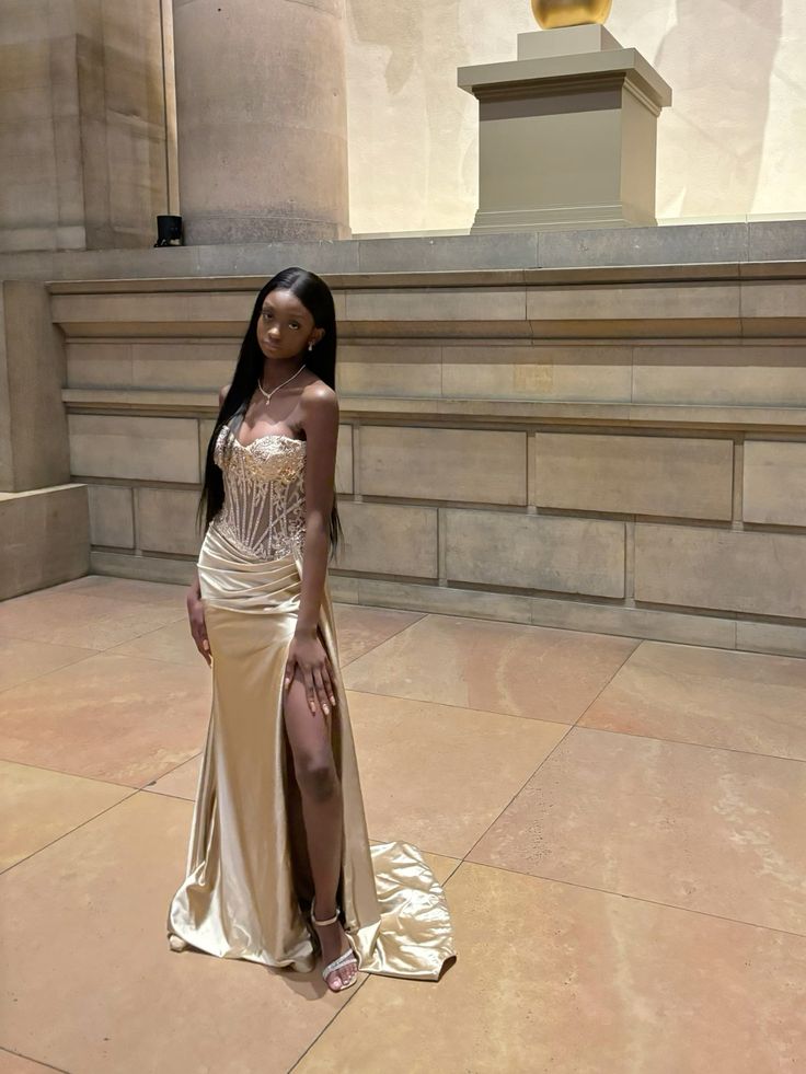 Strapless Champagne Long Prom Dress Formal Evening Dress fg7541