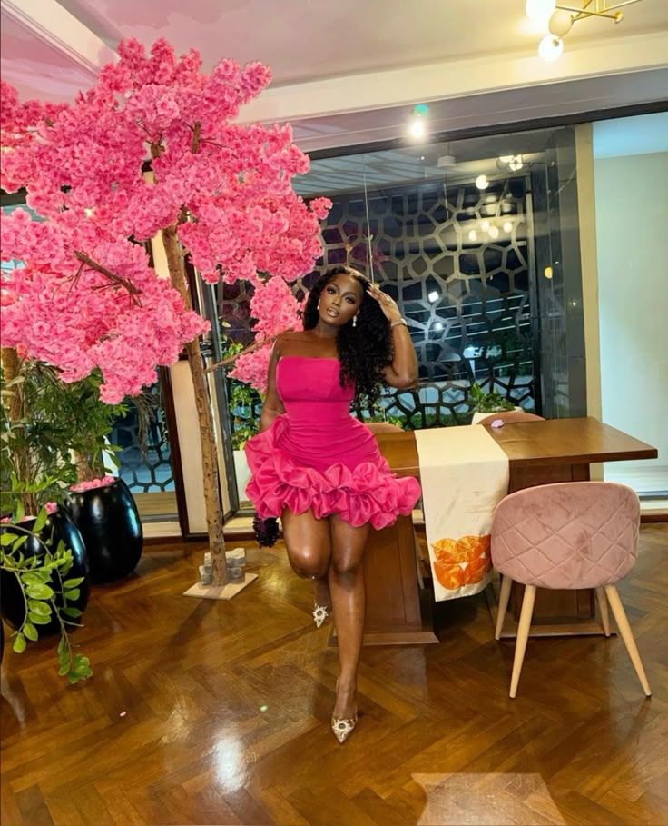 strapless cocktail dresses for girls short prom dresses,ruffle bottom african mini dress,birthday party dress,hot pink little dress fg8190