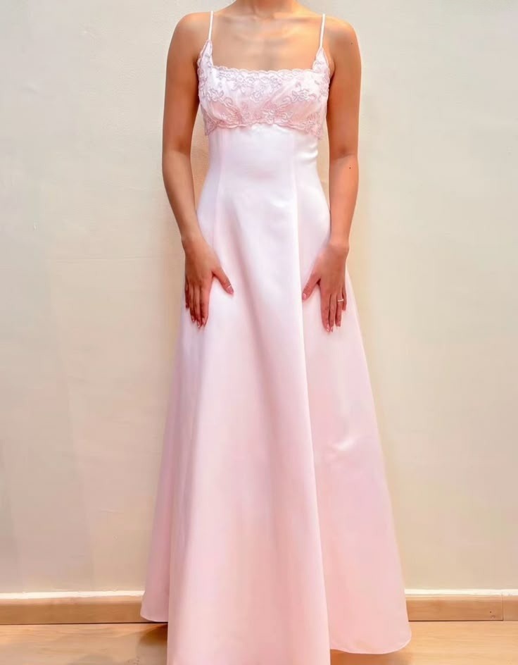 Pretty A Line Spaghetti Straps Pink Evening Dress Long Prom Dresses fg7559