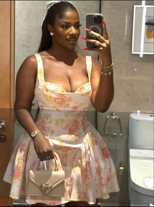 A Line Floral Print Birthday Outfit Short Evening Dress Cocktail Dresses Short Party Dress   fg7983