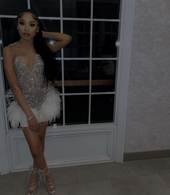 Elegant Short Homecoming Dresses Beaded Party Dress fg5425