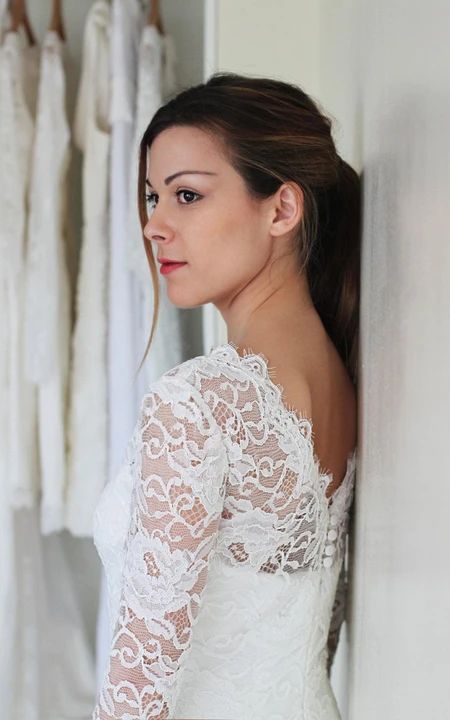 Long Sleeve Lace Short Fitted Wedding Dress fg5995