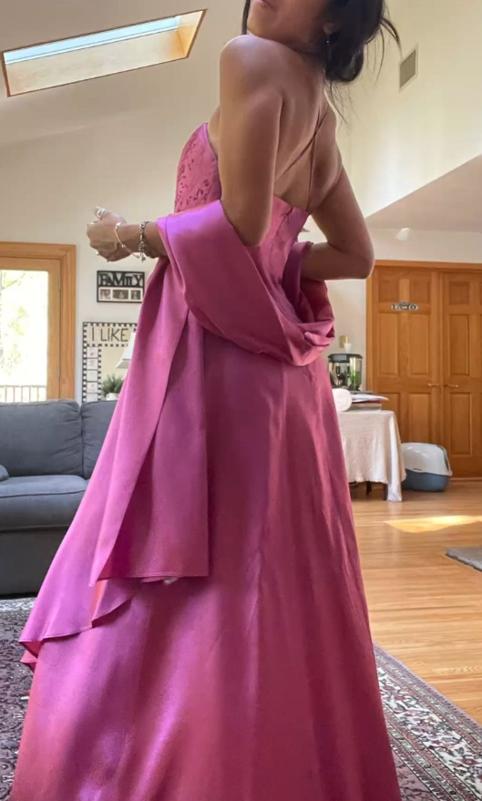 Gorgeous Pink A Line Beaded Prom Dress Long Evening Gown fg7156