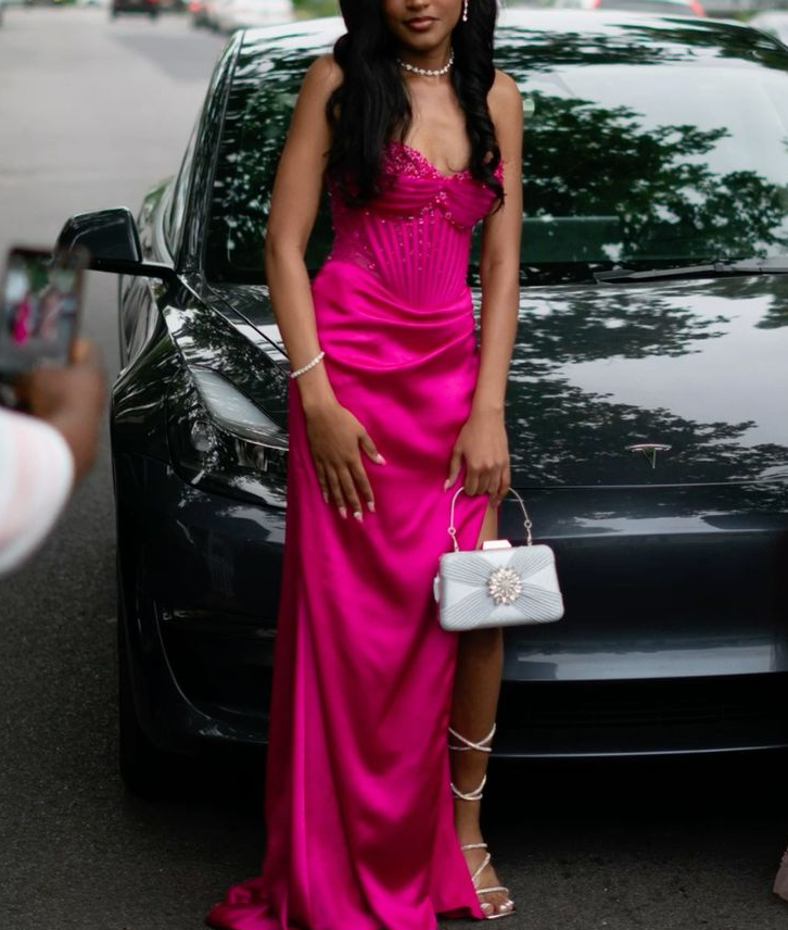Fuchsia Sweetheart Prom Dress Mermaid Long Split Gown fg6504