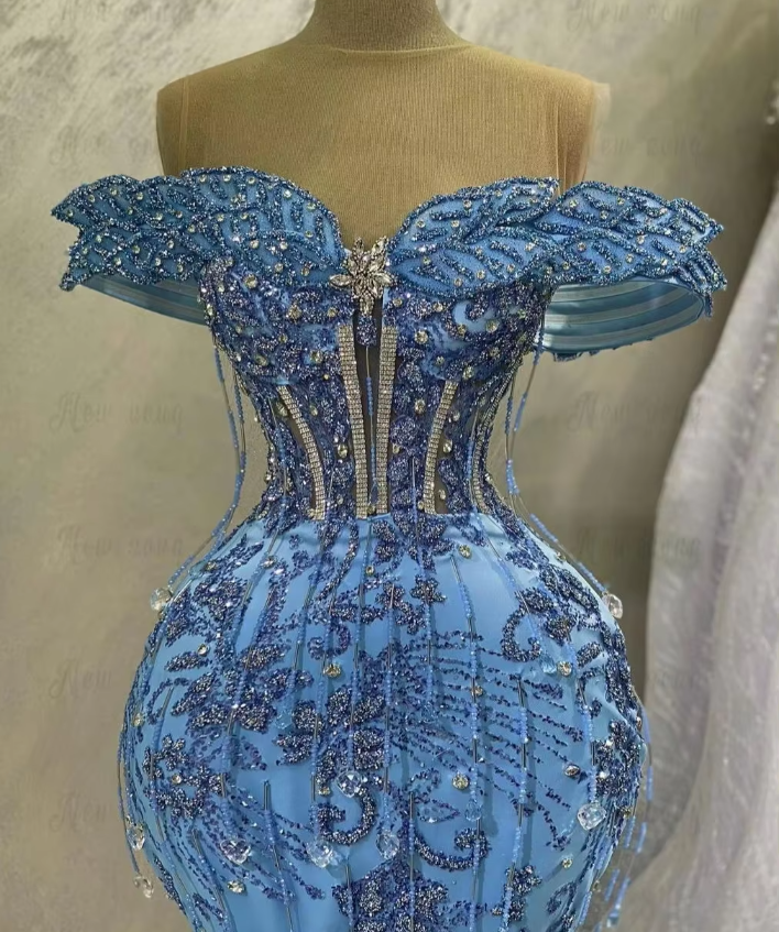Mermaid Evening Dress Beaded Formal Prom Gown fg7062