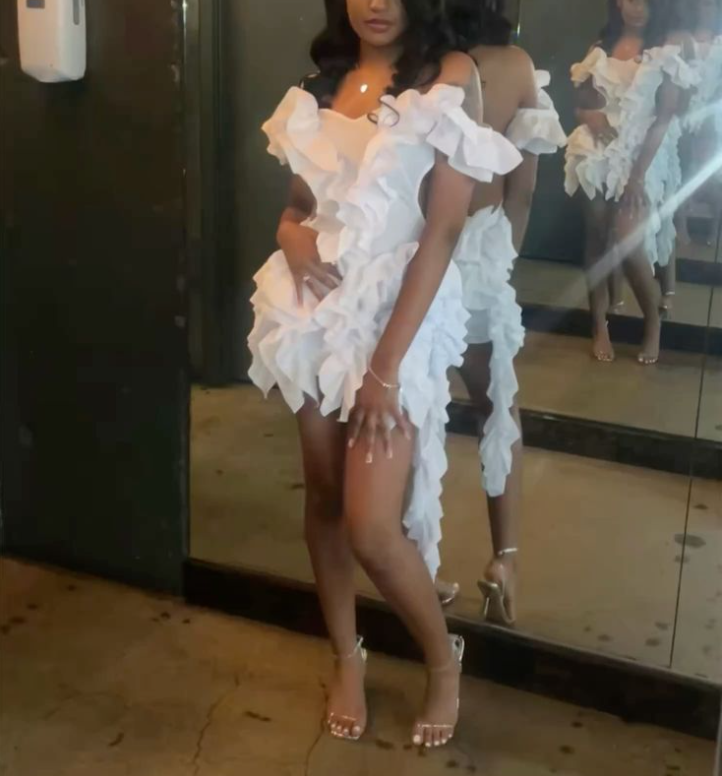 Elegant White Sheath Off Shoulder Short Prom Homecoming Dresses fg6973
