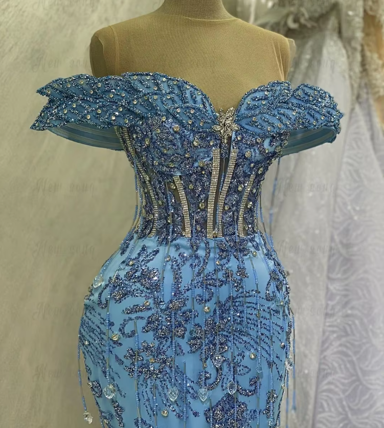 Mermaid Evening Dress Beaded Formal Prom Gown fg7062