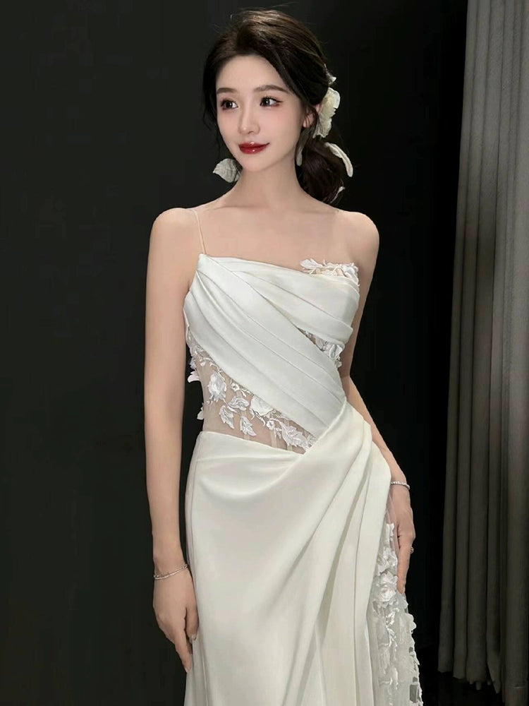 White Tulle Lace Long Wedding Dress Princess Bridal Gown fg7388