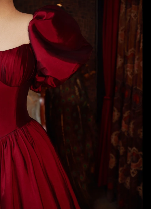 Burgundy Satin Prom Party Dress Elegant Evening Dress Birthday Dress fg8600