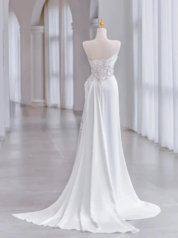 A Line White Birthday Party Dress Lace Wedding Dress fg7279