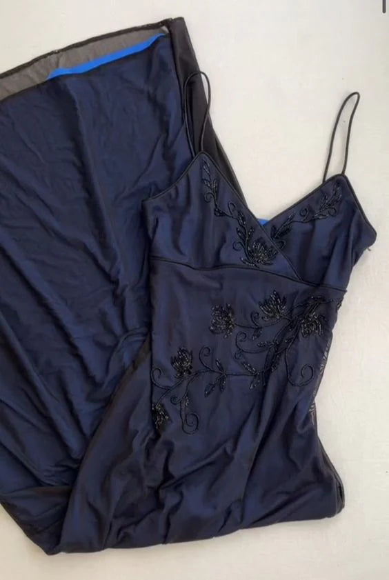 Sexy Mermaid Prom Gown With Straps Navy Blue Prom Dresses fg7129