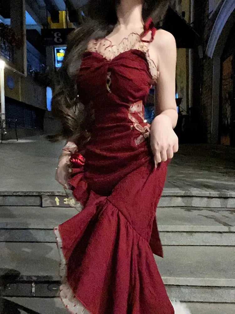 Evening Party Dresses Elegant Mermaid wine red stunning dress fg7175