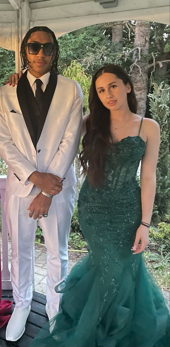 Green Mermaid Spaghetti Straps Prom Dress Green Evening Gown fg4990