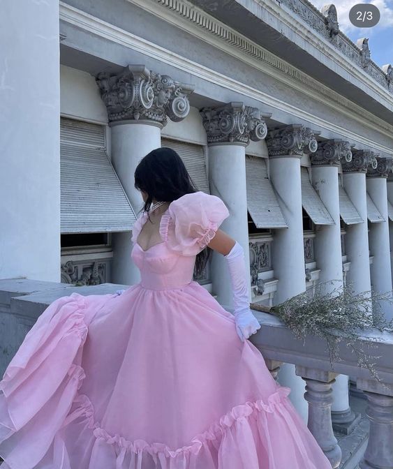Vintage Pink A-line Prom Dress,Pink Princess Dress fg5427