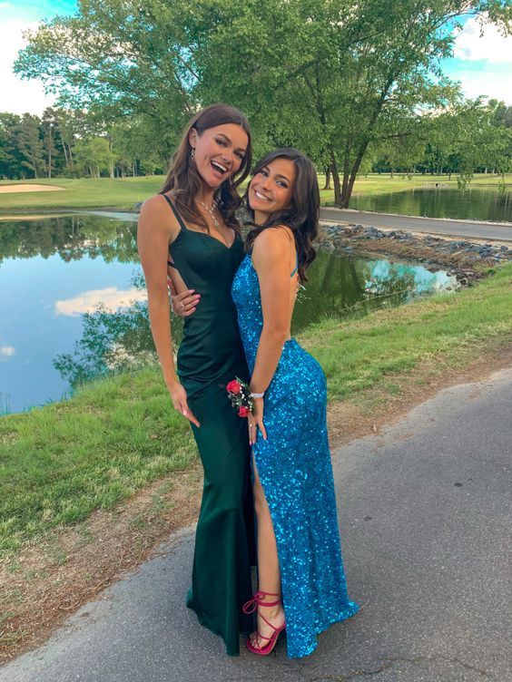 Dark Green Mermaid Prom Dresses,Backless Fitted Formal Dress fg4363