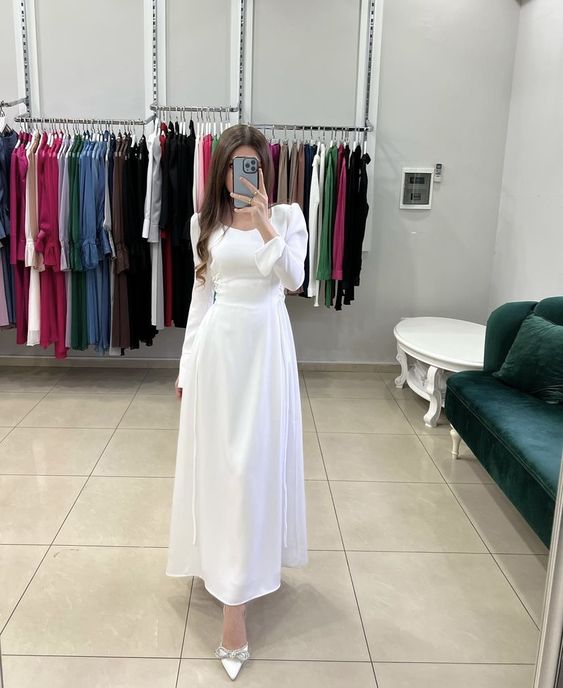 White Prom Dresses, Long Occasion Dress fg4633
