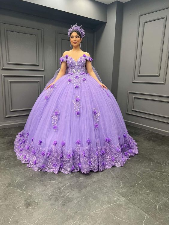 Lilac Wedding Dress, Lilac Quinceanera Dress, Lilac Bridal Gown fg4616