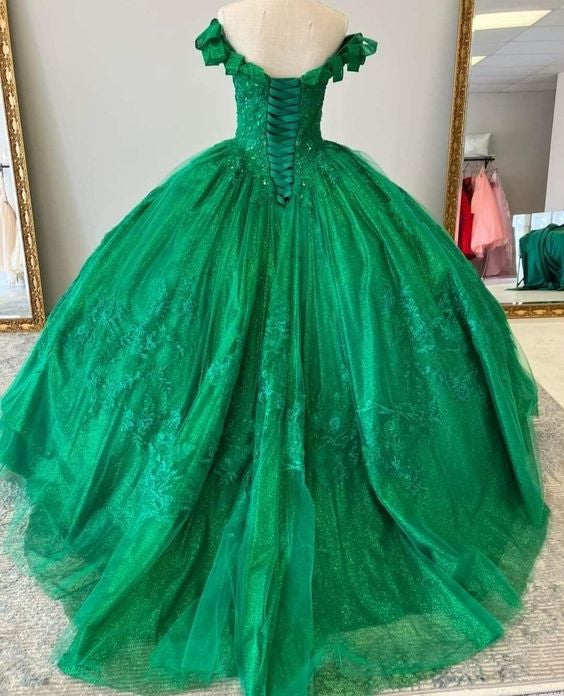 Green Quinceanera Dresses Sweet 16 Dresses Ball Gown Applique Tulle Birthday Gowns fg4569