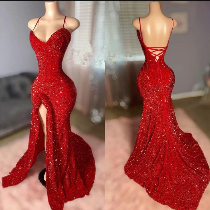 Sexy Mermaid Prom Dress Sequins Long Formal Gowns fg5206