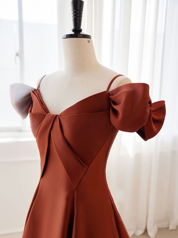 A-Line Satin Orange Long Prom Dresses, Orange Long Formal Dress fg5066