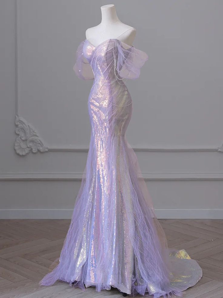 Women Evening Dress with Puff Sleeves Tassel Pearls Tulle Train Prom Gown fg4985