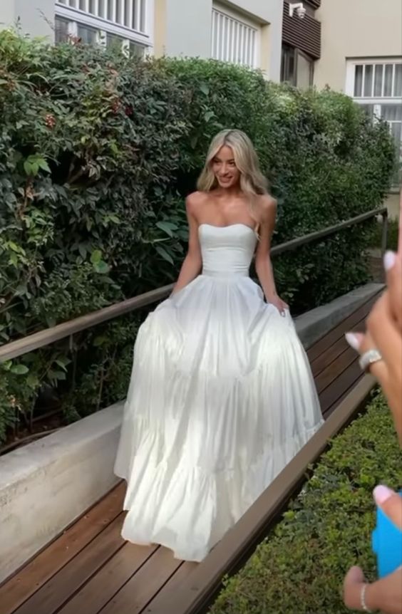 White Evening Dresses Prom Party Gowns Wedding Dress fg4799