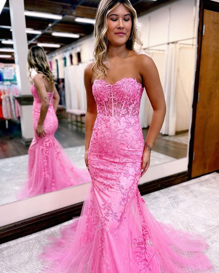 Cute Mermaid Sweetheart Lace Long Prom Dresses fg4698