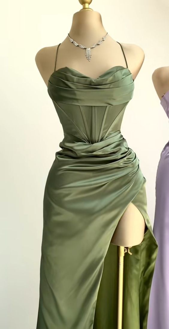 Green Spaghetti Straps Popular Mermaid Evening Formal Long Prom Dresses fg4700