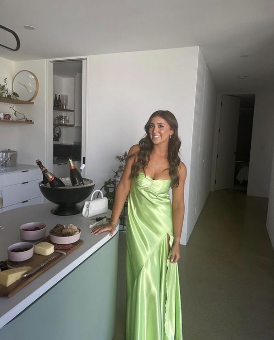 Robe de bal verte simple, robe de soirée verte fg4508