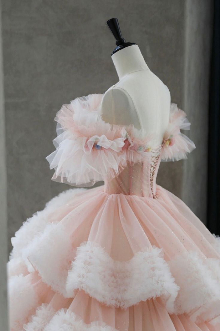Ball Gown Off Shoulder Tulle Long Prom Dress, Sweet 16 Dress fg5465