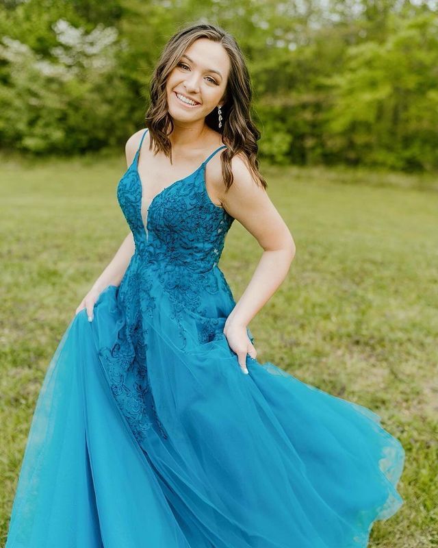 Open Back Tulle Long Prom Dress with Appliques and Beading,Formal Dress,Evening Dress fg4610