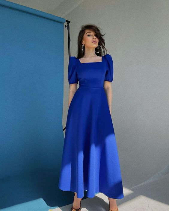 Roayl Blue Party Gown Square Neck New Prom Dress fg4564