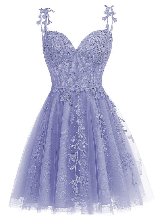 Homecoming-Kleider mit Spitzenapplikation 2024, kurzes Ballkleid aus Tüll mit Illusionsblumenmuster fg4827