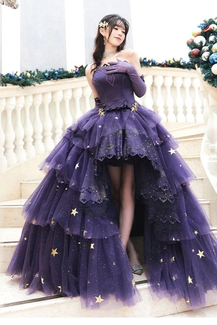 Elegant Purple A-Line Prom Dress Stars Love Elegant Lolita Party Dress fg5105