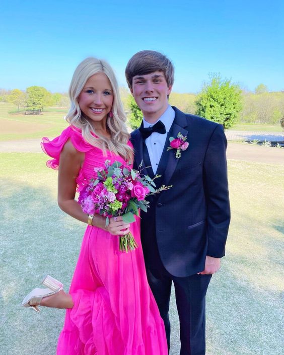 Elegant Hot Pink Long Prom Dresses fg2342