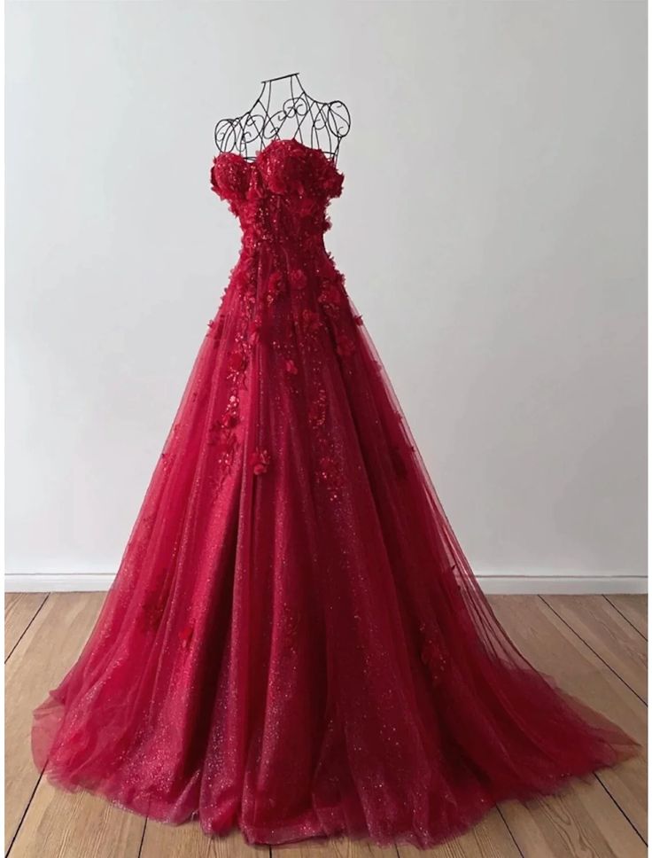 A-Line Prom Dresses Elegant Dress Formal Sweep / Brush Train Sleeveless Sweetheart Tulle with Pleats Sequin Appliques fg4690